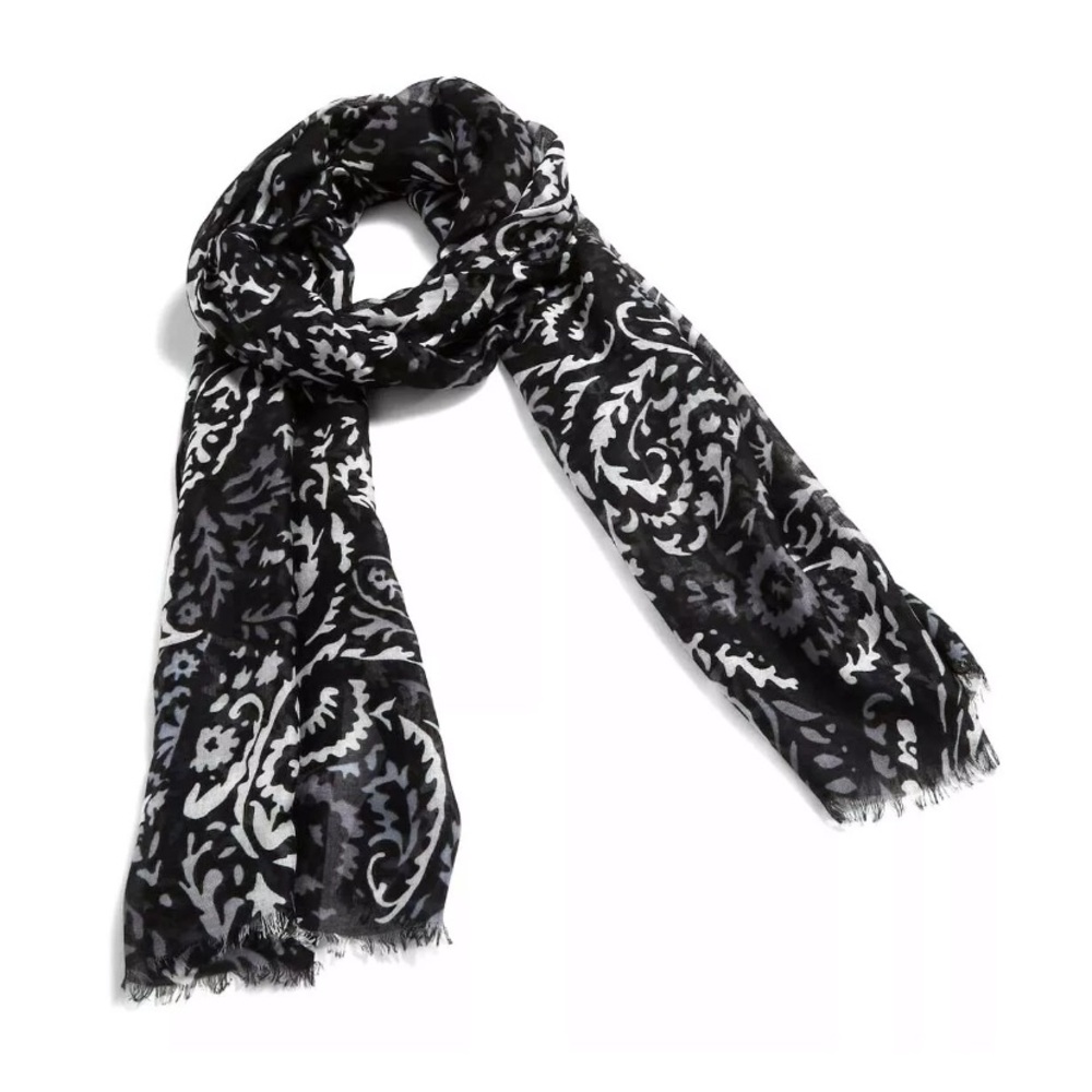 Soft Fringe Scarf Paisley Noir